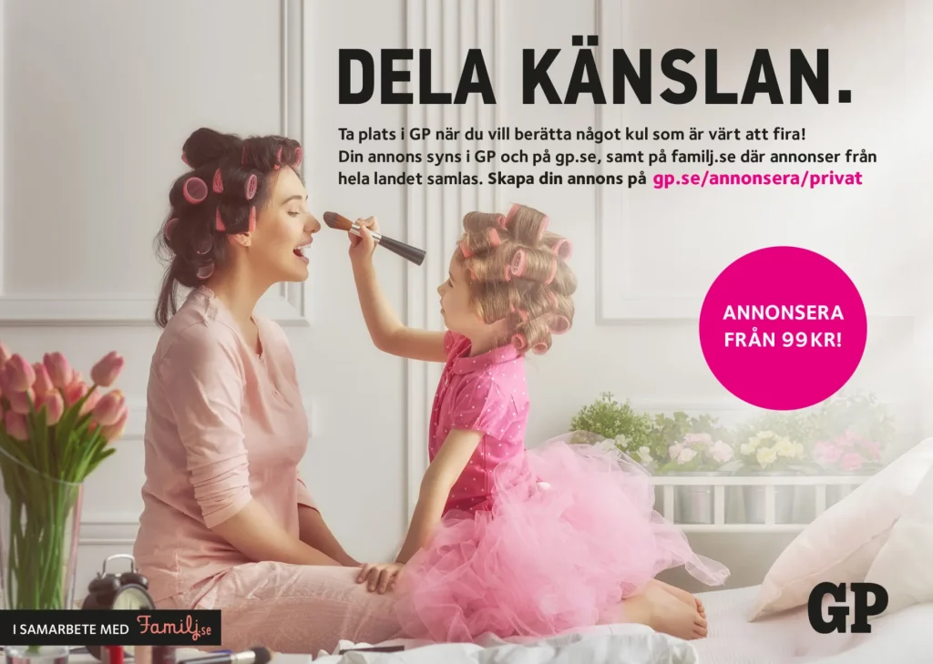 Familjesidan kundcase lean designs. En annons där ett barn målar på sin mamma i en gp annons.